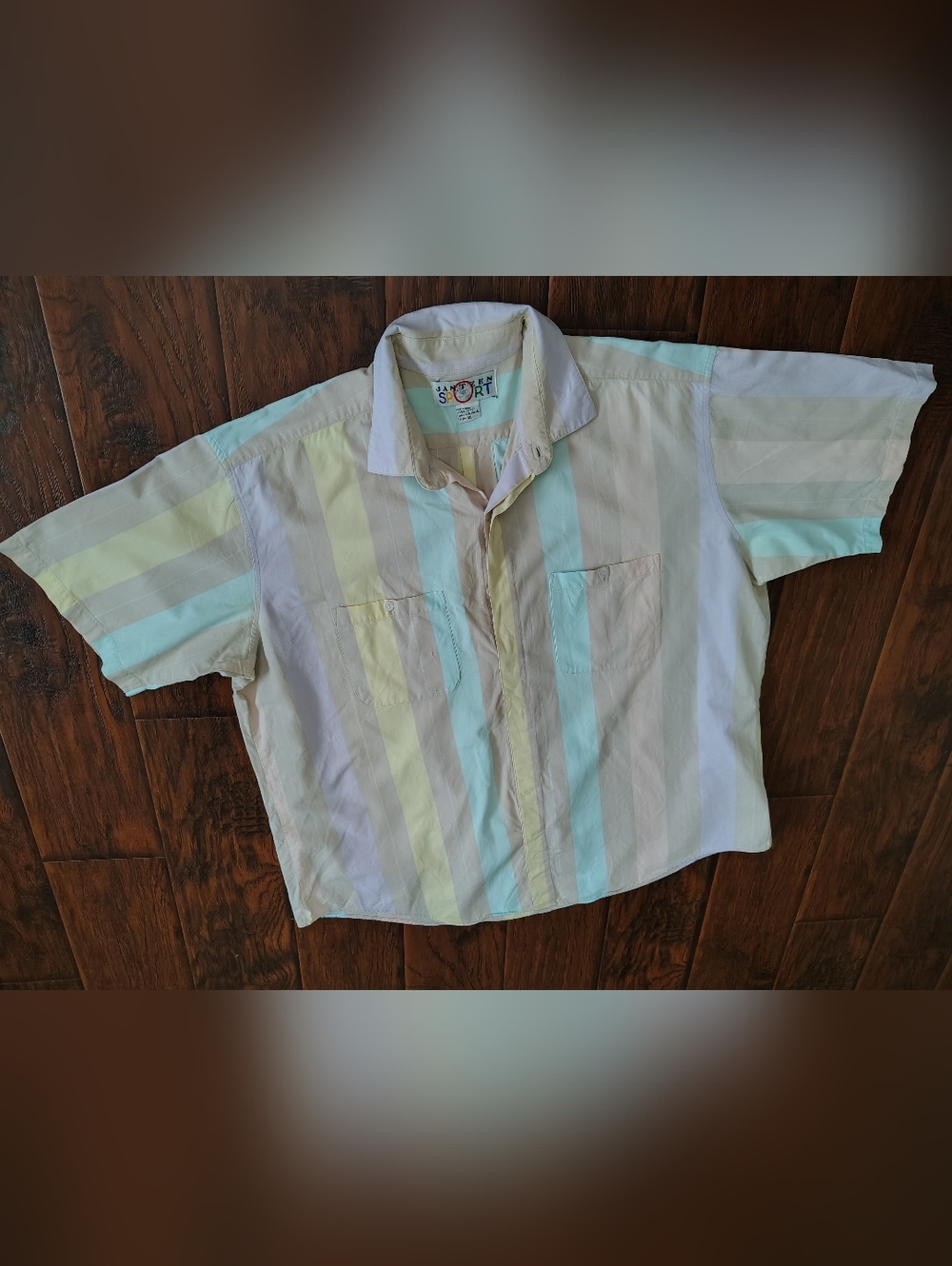Vintage 90s Jantzen plus size pastel stripes button down shirt Size XL-XXL
